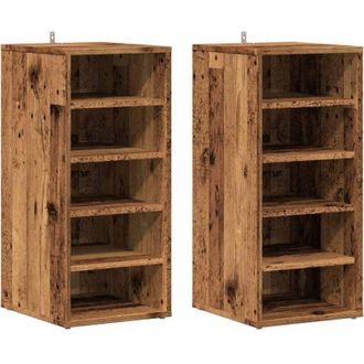 vidaXL Vidaxl - Shoe Cabinets 2 pcs Old Wood 32x35x70 cm Engineered Wood