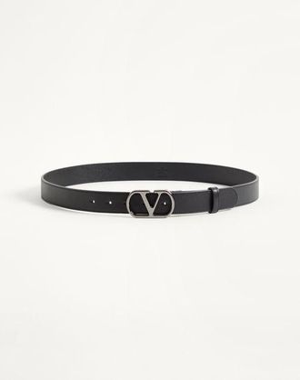 Valentino Garavani VLogo Signature Belt In Shiny Calfskin 30 mm Man BLACK 085