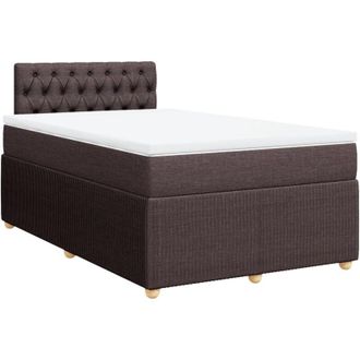 vidaXL Cama Box Spring Con Colch&oacute;n Tela Marr&oacute;n Oscuro 120x200 Cm Vidaxl