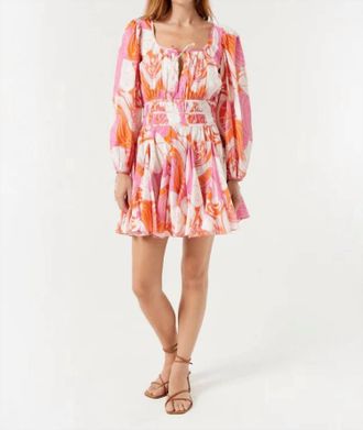 Rhode Resort Leona Dress In Pink Deco