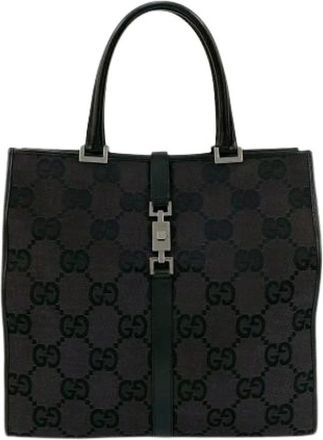 Gucci Pre-owned Handbags, female, Black, Size: ONE SIZE Pre-owned Canvas Handbag