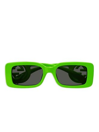 Gucci GG-logo rectangle-frame sunglasses - Green
