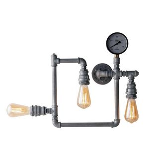 Netlighting Amarcord Pipe Effect Mutli Arm Flush Ceiling Lamp Zinc E27 in Grey
