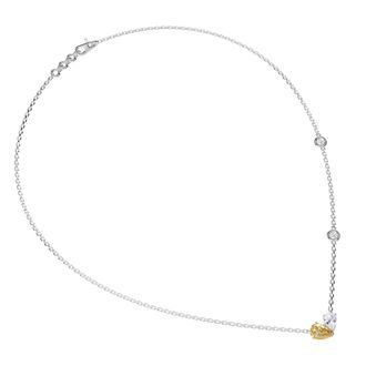 Diamond2Deal 925 Sterling Silver 1.70 Ct Pear Cut White & Yellow Lab Grown Diamond Pendant Necklace 18 VVS VS