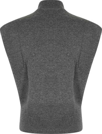 Semicouture Gray Angelica Sweater with High Neckline and Structured Shoulders