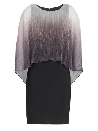 Gina Bacconi Womens Shyla Foil Cape Chiffon Cocktail Dress - Black - Size 12 UK