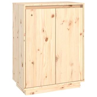 Berkfield Home Shoe Cabinet 60x35x80 cm Solid Wood Pine in Light Tan | Size: 60 x 35 x 80 cm