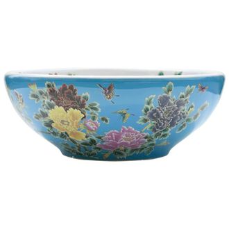 Berkfield Home Countertop Basin Multicolour Round OE&para;41x14 cm Ceramic in Blue | Size: 41x14 cm