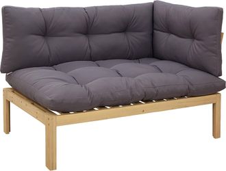 vidaXL Unidad Sof&aacute; Esquinero Acacia Claro Y Gris Oscuro Vidaxl