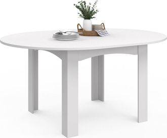 IDMarket Dona Mesa De Comedor Redonda Extensible 4-8 Personas Blanco 110-150 Cm