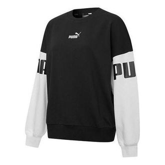 Puma (WMNS) PUMA Power Color Blocking Crew Logo Printing SweatshirtBlack 535187-01