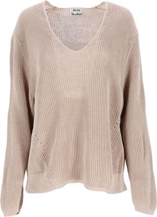 Acne Studios Acne Studios gebreide trui met ronde hals in bruin linnen
