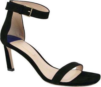 Stuart Weitzman Womens Squarenudist Suede Heel Sandal With Ankle Strap