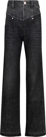 Isabel Marant Uitlopende Zwarte Broek met Hoge Taille - Dames - Regular Fit Jeans - Zwart - XS - Jeans