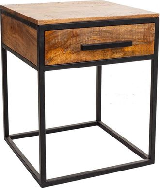 Wanderlust Deco Mesita De Madera Y Metal Marr&oacute;n 61x61x57