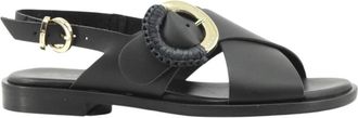 Frau London Sandal - Dames - Sandalen - Zwart - 37 EU - Leer - Schoenen