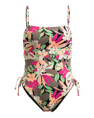 Roxy Badeanzug ROXY Printed Beach Classics, Damen, Gr. L, grau (anthrazit palm song s), 87% Nylon, 13% Elasthan, Badeanz&uuml;ge Badeanzug
