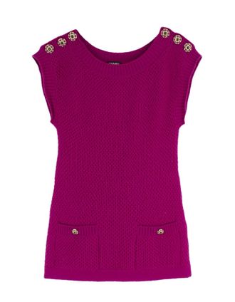 Chanel Magenta Cashmere Knit Top Size XS