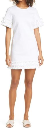 Cinq &agrave; Sept Easton Tie Waist Denim Shift Dress in White at Nordstrom Rack, Size 10