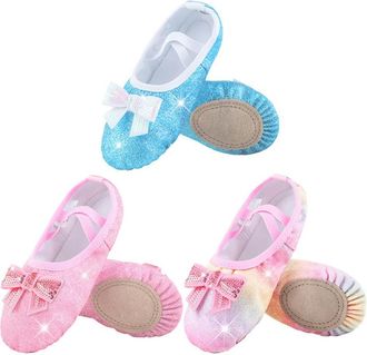 Generic GLDFW Shoes Split-Sole Glitter Flats Soft Breathable Ballet Shoes for Girls Toddler/Kid Bow Knot