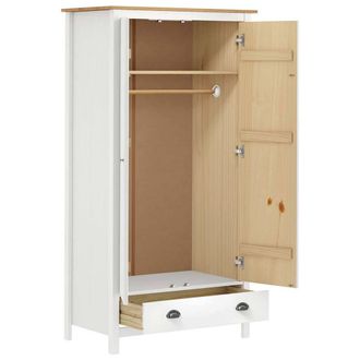 Berkfield Home Modern 2-Door Wardrobe Hill White 89x50x170 cm Solid Pine Wood | Size: 89 x 50 x 170 cm
