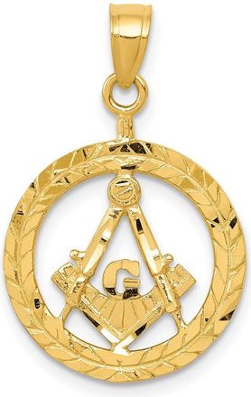 Diamond2Deal 14k Yellow Gold Polished and Diamond-cut Masonic Symbol Pendant
