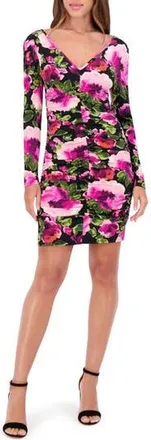 Siena My Balconia Long Sleeve Print Jersey Minidress in Black Multi at Nordstrom Rack, Size 16