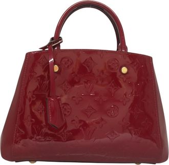 Louis Vuitton Montaigne Burgundy Patent Leather Handbag (Pre-Owned)