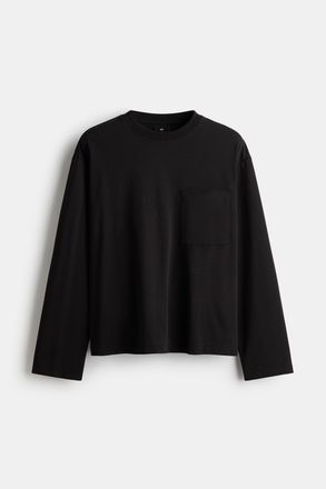 H&M Langarmshirt aus Jersey in Loose Fit - Schwarz