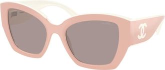 Chanel Butterfly Zonnebril - Dames - Accessoires - Roze - Maat: 53 MM Nylon