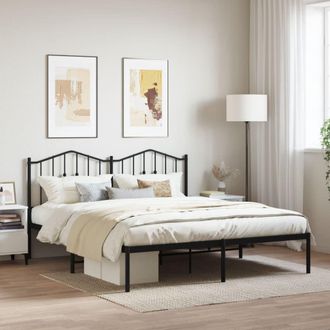 Berkfield Home Metal Bed Frame with Headboard Black 160x200 cm