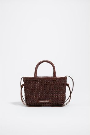 Bimba & Lola Plaited Leather XS Bag in Nut at Nordstrom