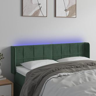 vidaXL Cabecero Con Led De Terciopelo Verde Oscuro 147x16x78/88 Cm Vidaxl