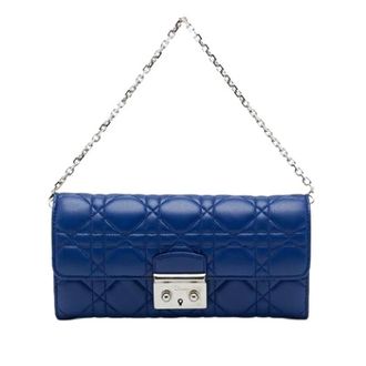Dior Pre-owned Miss Promenade Wallet on Chain - Dames - Pre-owned - Blauw - Maat: ONE Size Leer