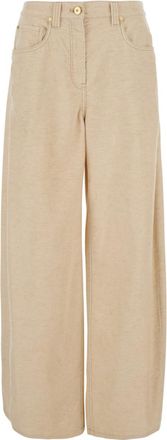 Brunello Cucinelli Beige Loose Flat Front Pants