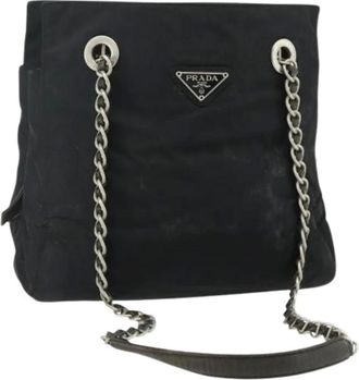 Prada Pre-owned Shoulder Bags, female, Black, Size: ONE SIZE Pre-owned Vintage Nylon Tote Bag