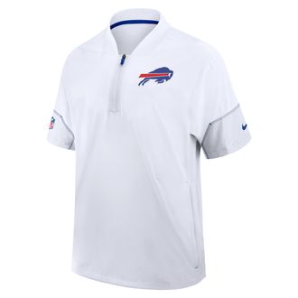 Nike Buffalo Bills Sideline Coach Nike Mens NFL 1/2-Zip Short-Sleeve Hooded Jacket in White | 03BO481M81-2J5