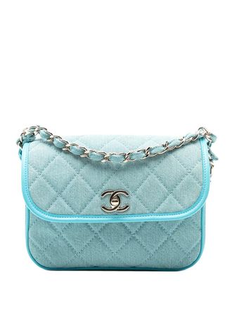 Chanel 2021 Small CC Quilted Denim Messenger Flap crossbody bag - Blue