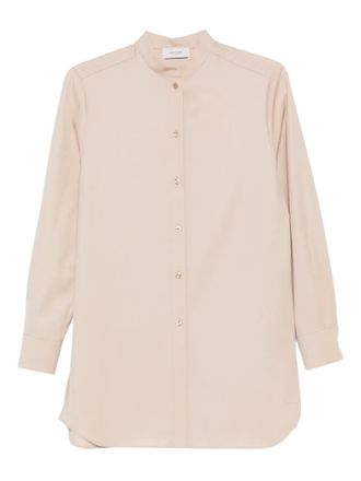 Agnona band-collar buttoned shirt - women - Fabric - 40 - Neutrals