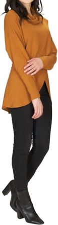 Papillon Cowl Neck Crossover Front Sweater In Mustard