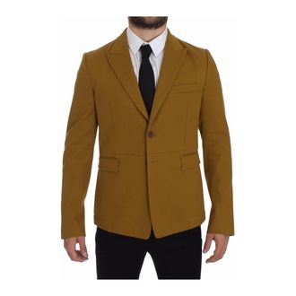Dolce & Gabbana Blazers, male, Yellow, Size: S Yellow Elegant Blazer Cotton Blend