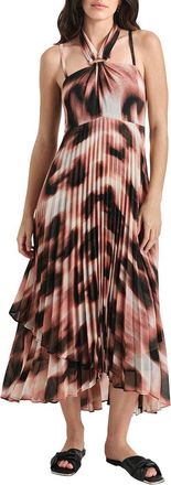 DKNY Dkny Print Chiffon Pleated Midi Dress