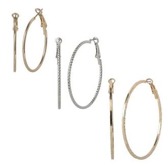 Jessica Simpson Mixed Metal Hoop Earring Set in Gold & Silver-Tone in Multi at Nordstrom