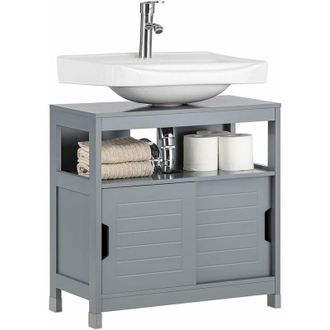 SoBuy Sobuy - Under Sink Bathroom Storage Cabinet with Shelf and Double Sliding Door,FRG128-SG