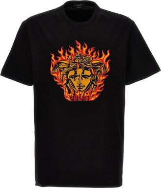 Versace Graphic Embroidered Black T-Shirt