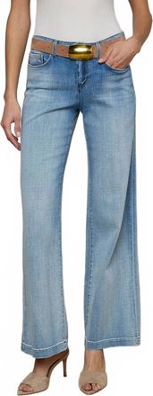 L'agence Joanne Low Rise Wide Leg Jeans In Light Blue