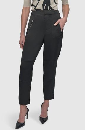 DKNY Zip Pocket Satin Pants in Black at Nordstrom, Size Small