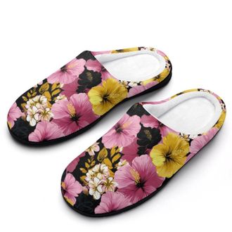 Generic Tropical Flower Mens Slippers Comfortable And Non-slip Cotton Slipper Shoe for House