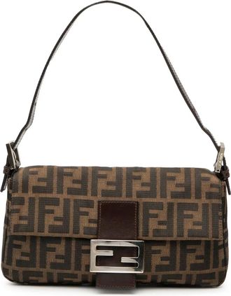 Fendi 1900s Zucca Baguette canvas schoudertas - Bruin