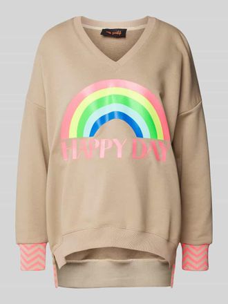 Miss Goodlife Oversized Sweatshirt mit Motiv-Print in Beige, Gr&ouml;&szlig;e XL